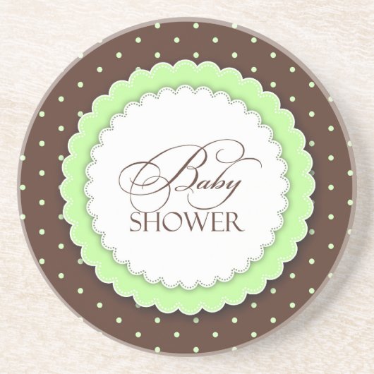 Baby shower groen bruin zandsteen onderzetter (Voorkant)