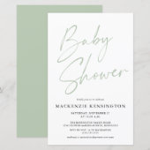 Baby shower Groen eenvoudig script budgetpasta (Voorkant / Achterkant)