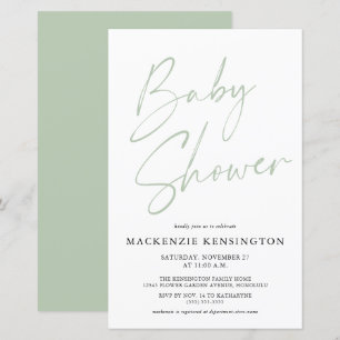 Baby shower Groen eenvoudig script budgetpasta