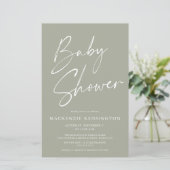 Baby shower Groen, eenvoudig script budgettair oli (Staand voorkant)