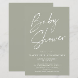 Baby shower Groen, eenvoudig script budgettair oli
