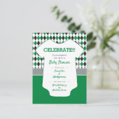 Baby shower Groen en zwart argyle Briefkaart (Staand voorkant)