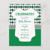 Baby shower Groen en zwart argyle Briefkaart (Voorkant)