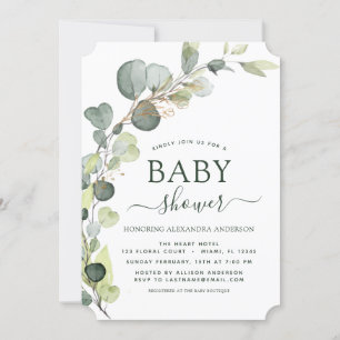 Baby shower groen Eucalyptus Botanisch Elegant Kaart