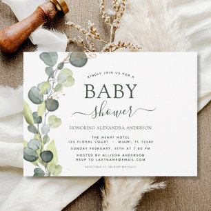 Baby shower groen Eucalyptus Botanisch Elegant Kaart