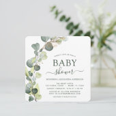 Baby shower groen Eucalyptus Botanisch Elegant Kaart (Staand voorkant)