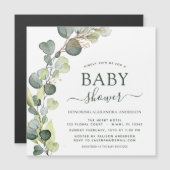 Baby shower groen Eucalyptus Botanisch Elegant Magnetische Uitnodiging (Voorkant / Achterkant)