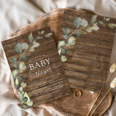 Baby shower groen eucalyptus sappig rustiek kaart