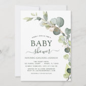 Baby shower groen eucalyptus uitnodigingen (Voorkant)