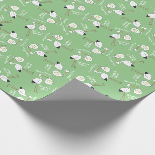 Baby shower groen geslacht neutraal cadeaupapier (Hoek)