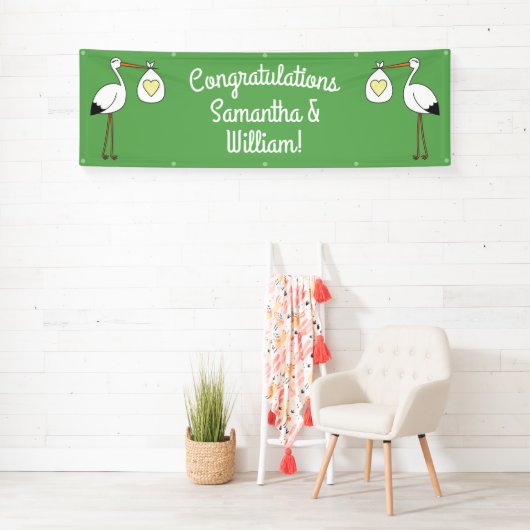 Baby shower groen geslacht neutraal spandoek (Insitu)