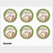 Baby shower groen hout snijhout ronde sticker (Vel)