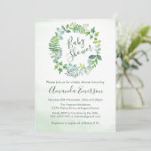 Baby shower groen krans botanisch kaart (Staand voorkant)
