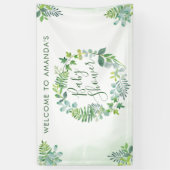 Baby shower groen krans welkom spandoek (Verticaal)