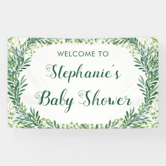 Baby shower groen laat welkom spandoek (Horizontaal)