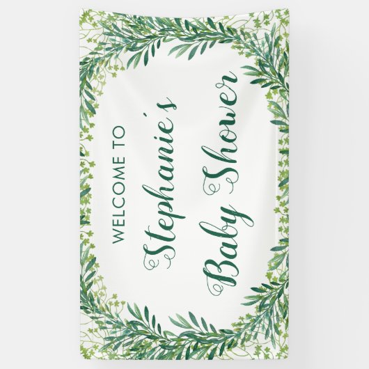 Baby shower groen laat welkom spandoek (Verticaal)