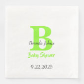 Baby shower Groen Oerwoud Thema Monogram Naam Servet (Voorkant)