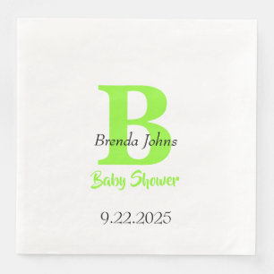 Baby shower Groen Oerwoud Thema Monogram Naam Servet