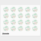 Baby shower Groen roze duinosaur Ronde Sticker (Vel)