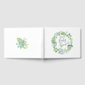 Baby shower groen Waterverf krans Gastenboek (Volledig)