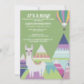 Baby shower Groene Alpaca Balloon Kaart (Voorkant)