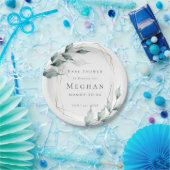 Baby Shower | Groene botanische grijze Jade Papieren Bordje (Feest)