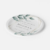 Baby Shower | Groene botanische grijze Jade Papieren Bordje (Gekanteld)
