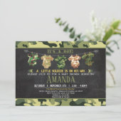 Baby shower Groene Camouflage uitnodigen Kaart (Staand voorkant)