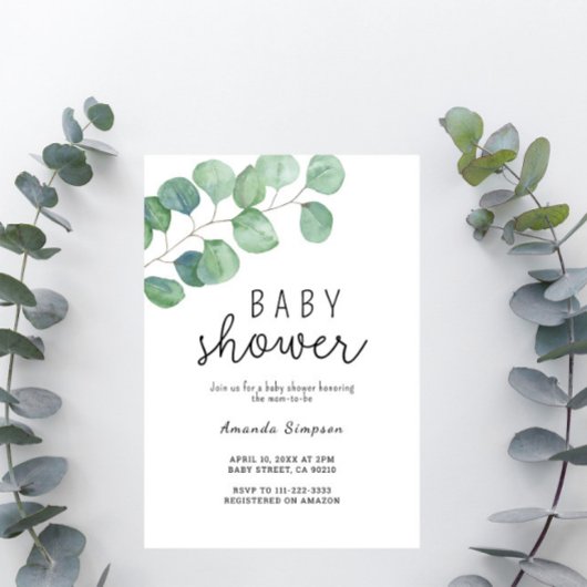 Baby Shower Groene decor Eucalyptus Kaart
