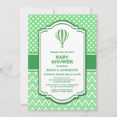 Baby shower Groene Hete Luchtballon Kaart (Voorkant)