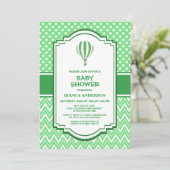Baby shower Groene Hete Luchtballon Kaart (Staand voorkant)