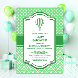 Baby shower Groene Hete Luchtballon Kaart