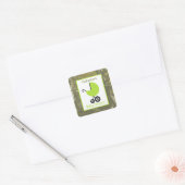 Baby shower Groene Koets & Camouflage Vierkante Sticker (Envelop)