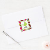 Baby shower Groene Koets & Giraffe Print Vierkante Sticker (Envelop)