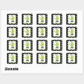 Baby shower Groene Koets & Polka Dots Vierkante Sticker (Vel)
