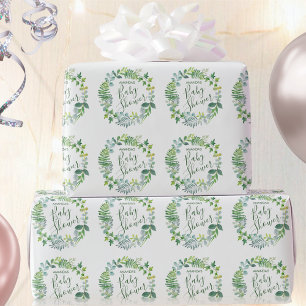 Baby Shower Groene Krans Persoonlijke Naam Cadeaupapier