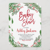 Baby Shower Groene Krans Uitnodiging (Voorkant / Achterkant)