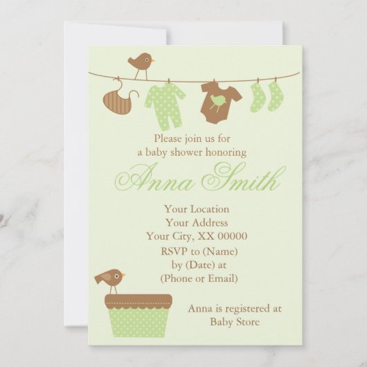 Baby shower Groene lijn Kaart (Voorkant)