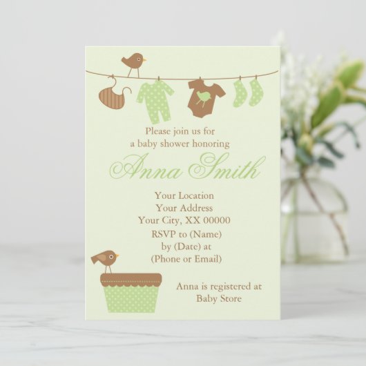 Baby shower Groene lijn Kaart (Staand voorkant)