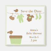 Baby shower Groene lijn Magneet (Voorkant)