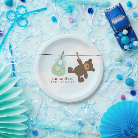 Baby shower Groene lijn Papieren Bordje (Feest)