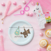 Baby shower Groene lijn Papieren Bordje (Feest)