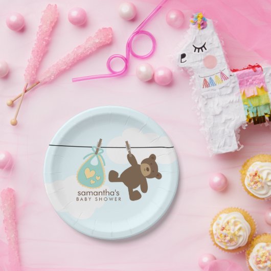 Baby shower Groene lijn Papieren Bordje (Feest)