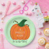 Baby shower Groene Oranje Pompoen Papieren Bordje (Feest)
