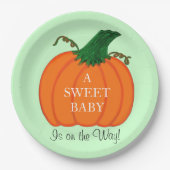 Baby shower Groene Oranje Pompoen Papieren Bordje (Voorkant)