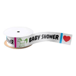 Baby Shower Groene Paard Roze Blauw  Satijnen Lint