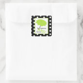 Baby shower Groene Paraplu & Polka Dots Vierkante Sticker (Tas)