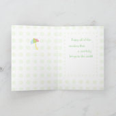 Baby shower, Groene Stippen met Umbrella Bedankkaart (Binnen)