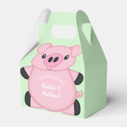 Baby shower Groene varkens Bedankdoosjes (Achterkant)