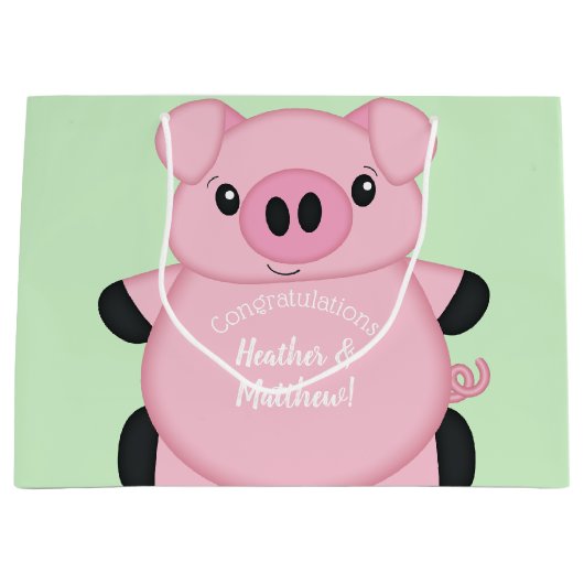 Baby shower Groene varkens Groot Cadeauzakje (Voorkant)